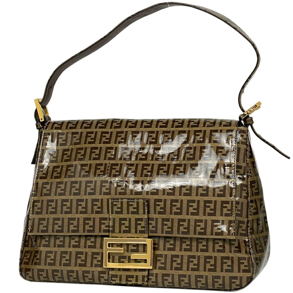 Fendi Zucchino Shoulder Bag Mamma Bucket Canvas Brown